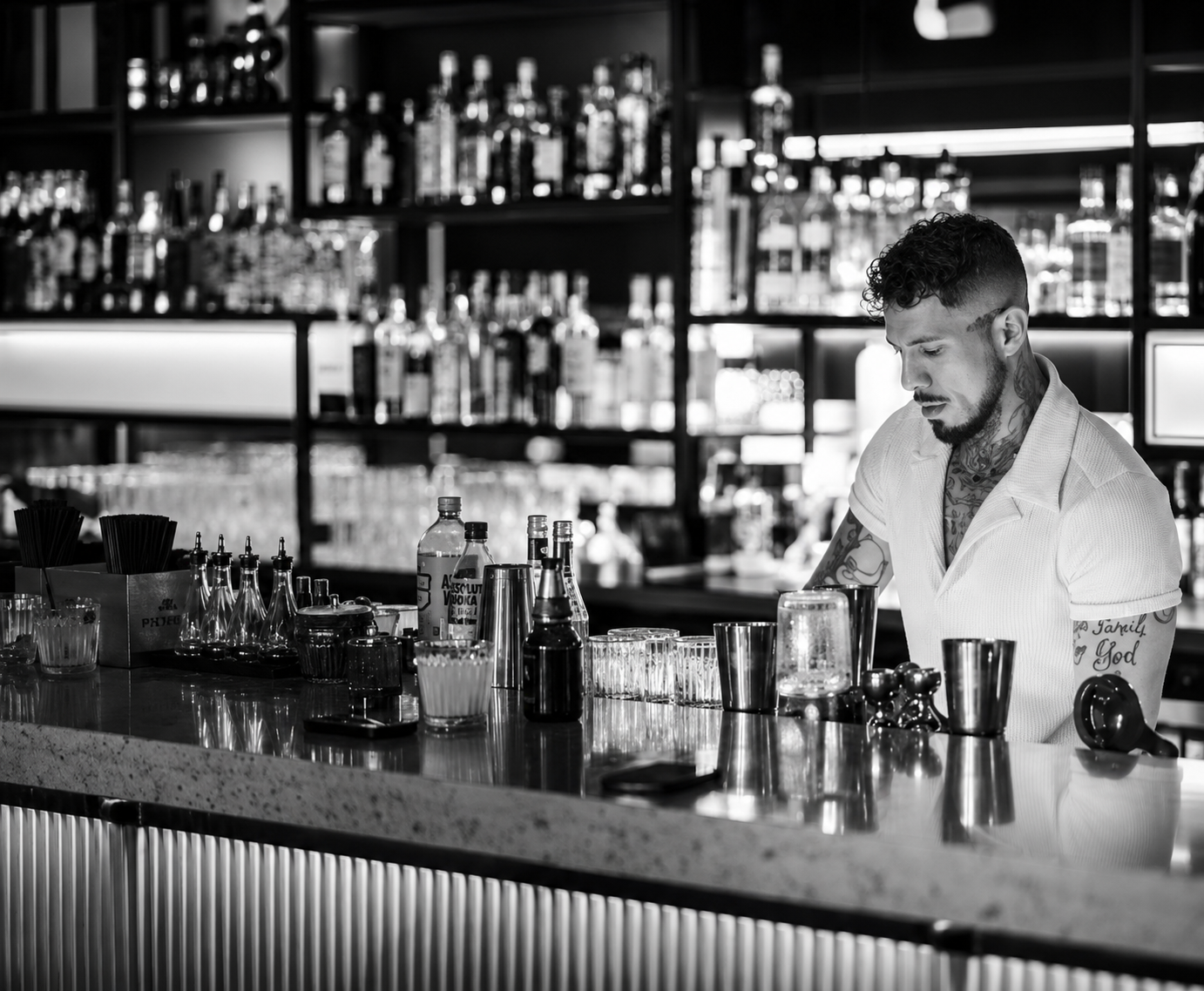 Behind the bar